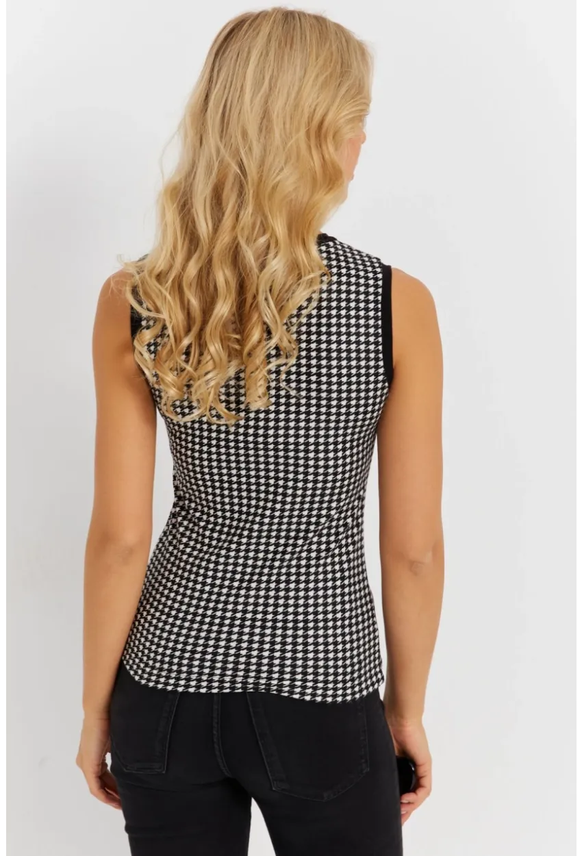 Kadın Ekru-Siyah Kazayağı Bluz EY2869