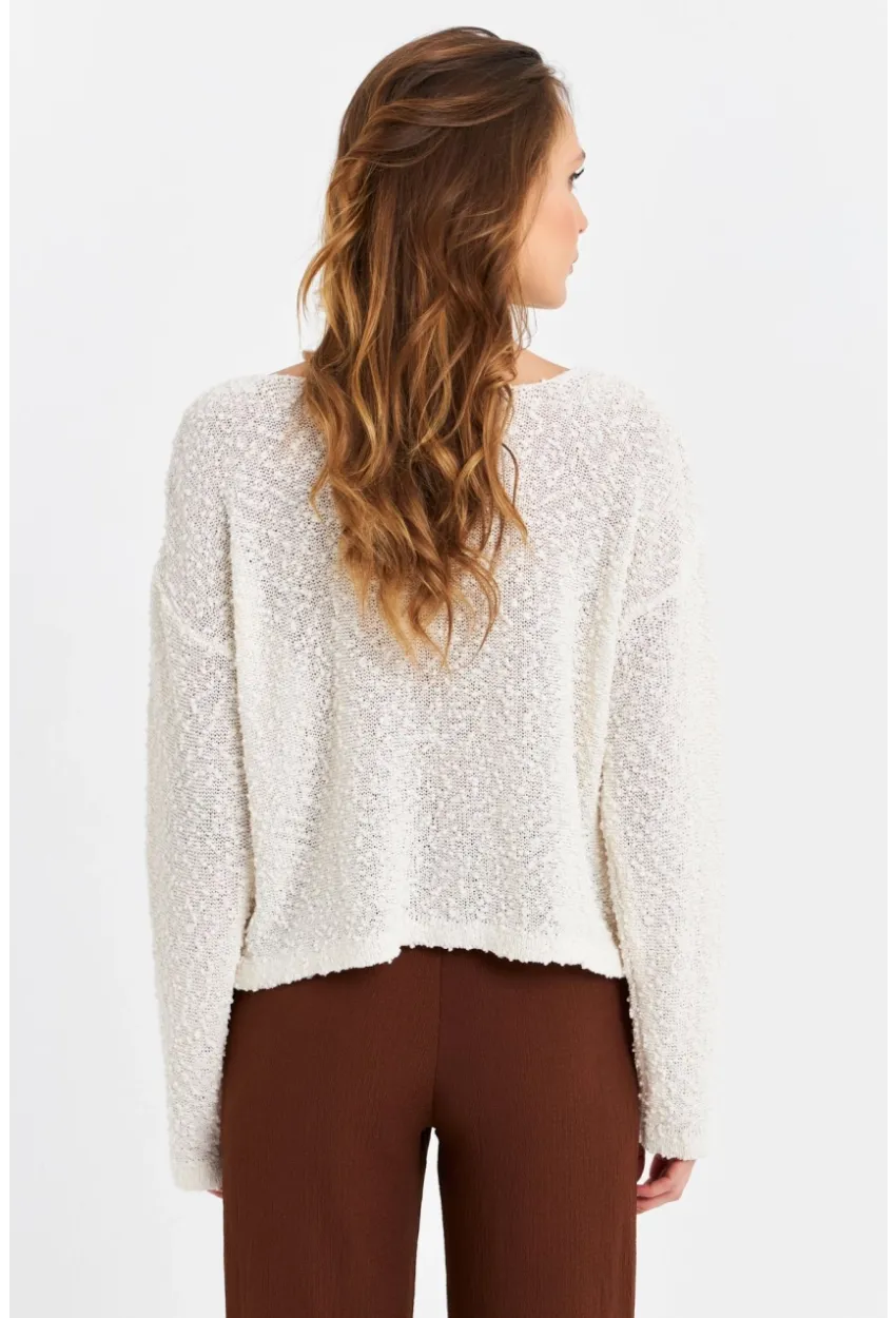 Kadın Ekru Triko Bluz YV322