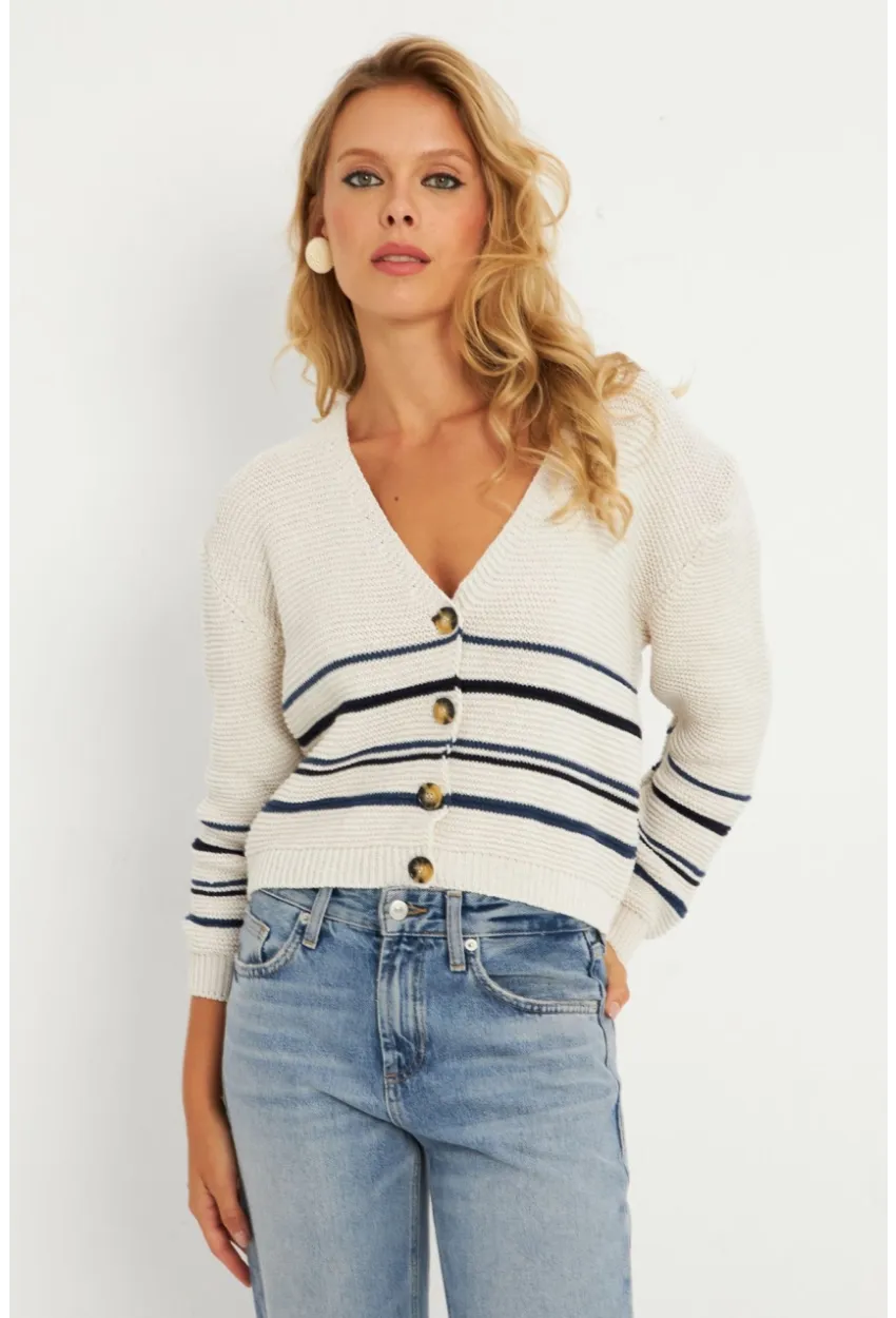 Kadın Ekru Triko Hırka MİW9571