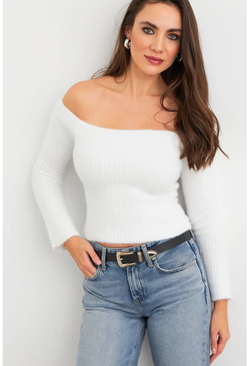 Kadın Ekru Yumuşak Dokulu Bluz SE7