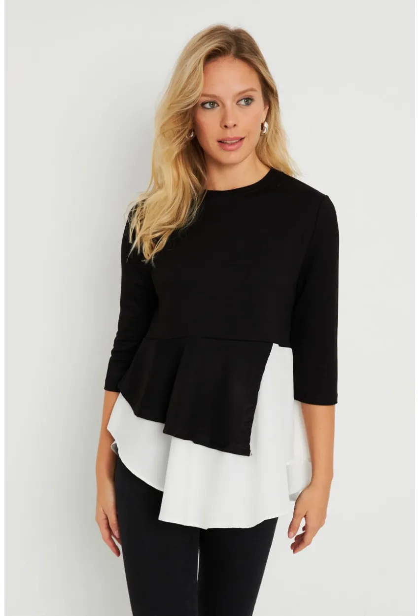 Kadın Gömlek Detaylı Bluz Siyah ST6025