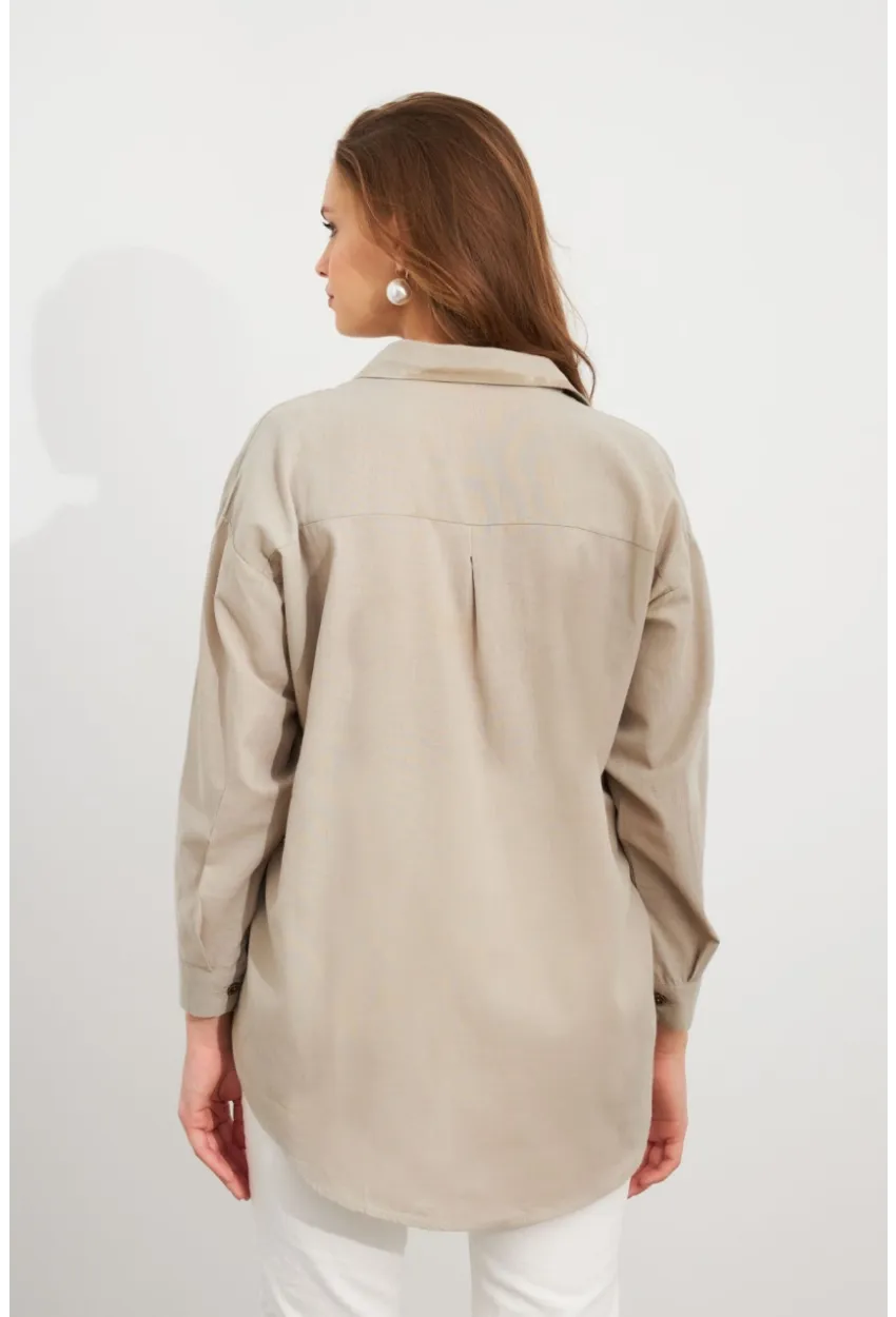 Kadın Gri Gömlek Q1100