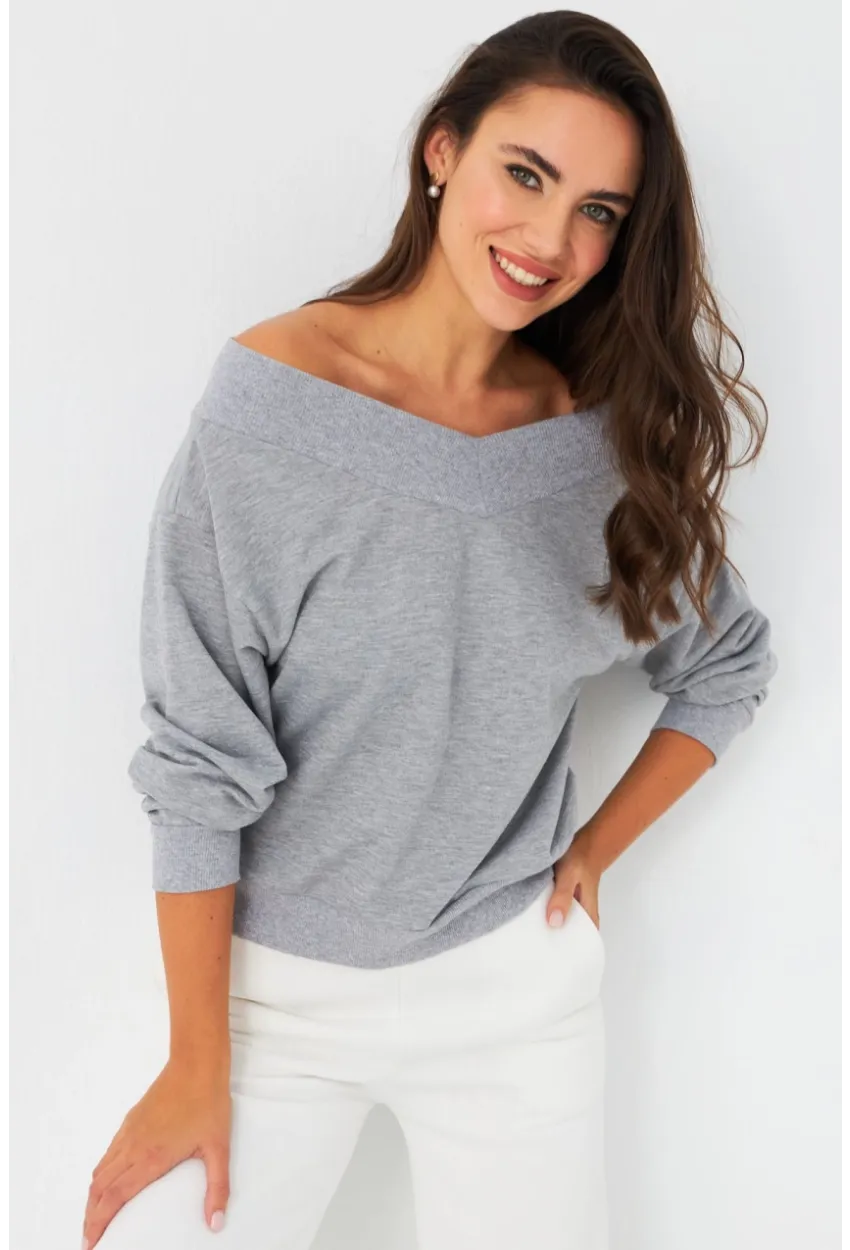 Kadın Gri Kısa Sweatshirt TF16