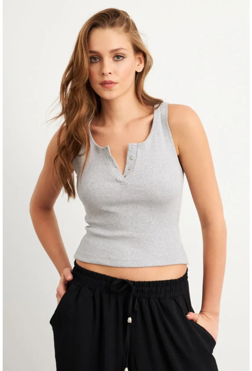 Kadın Gri Patlı Kaşkorse Bluz MK02