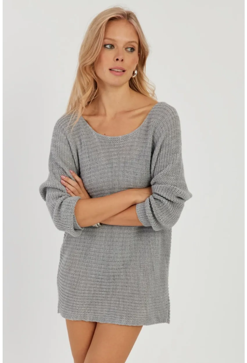 Kadın Gri Triko Kazak SMT223