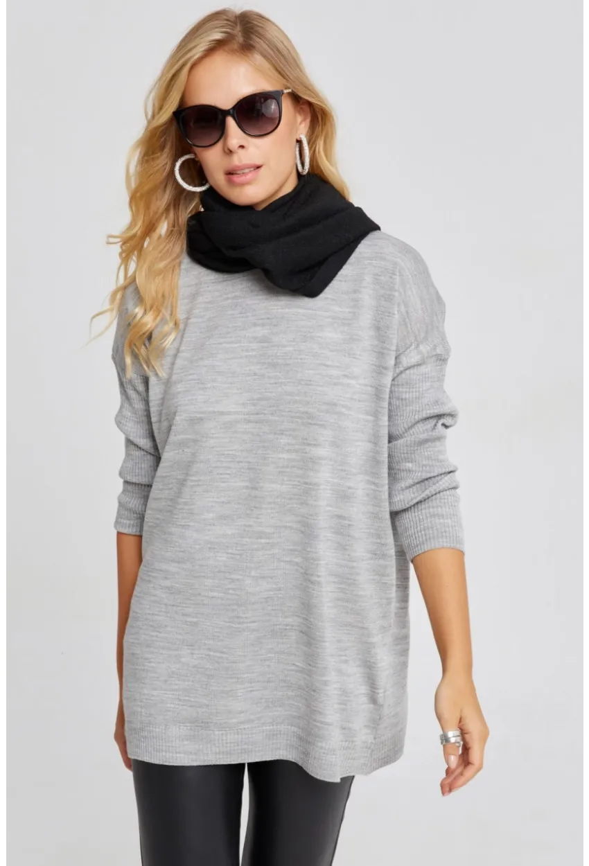 Kadın Gri Triko Tunik YV110