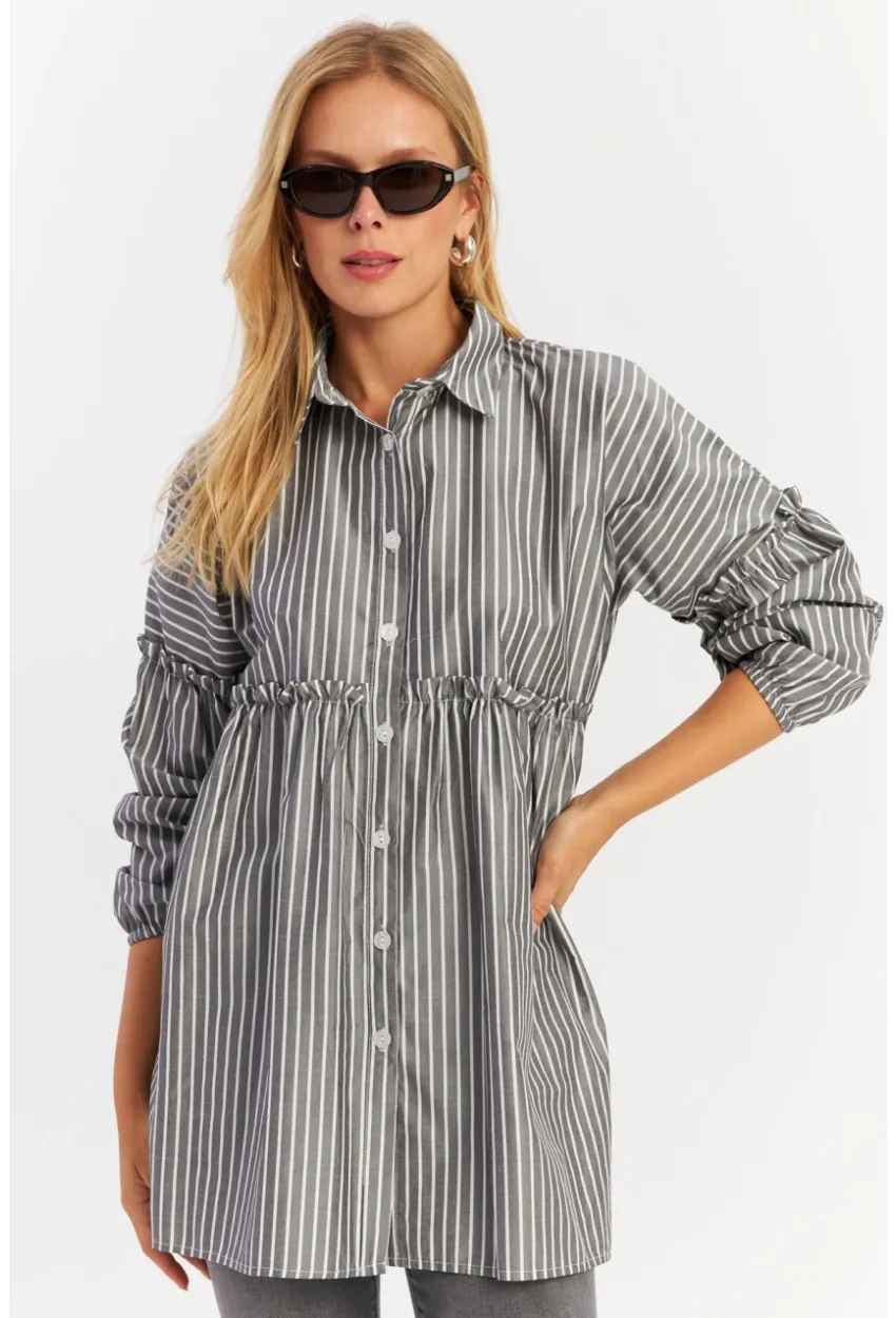 Kadın Gri Tunik Gömlek MASF12