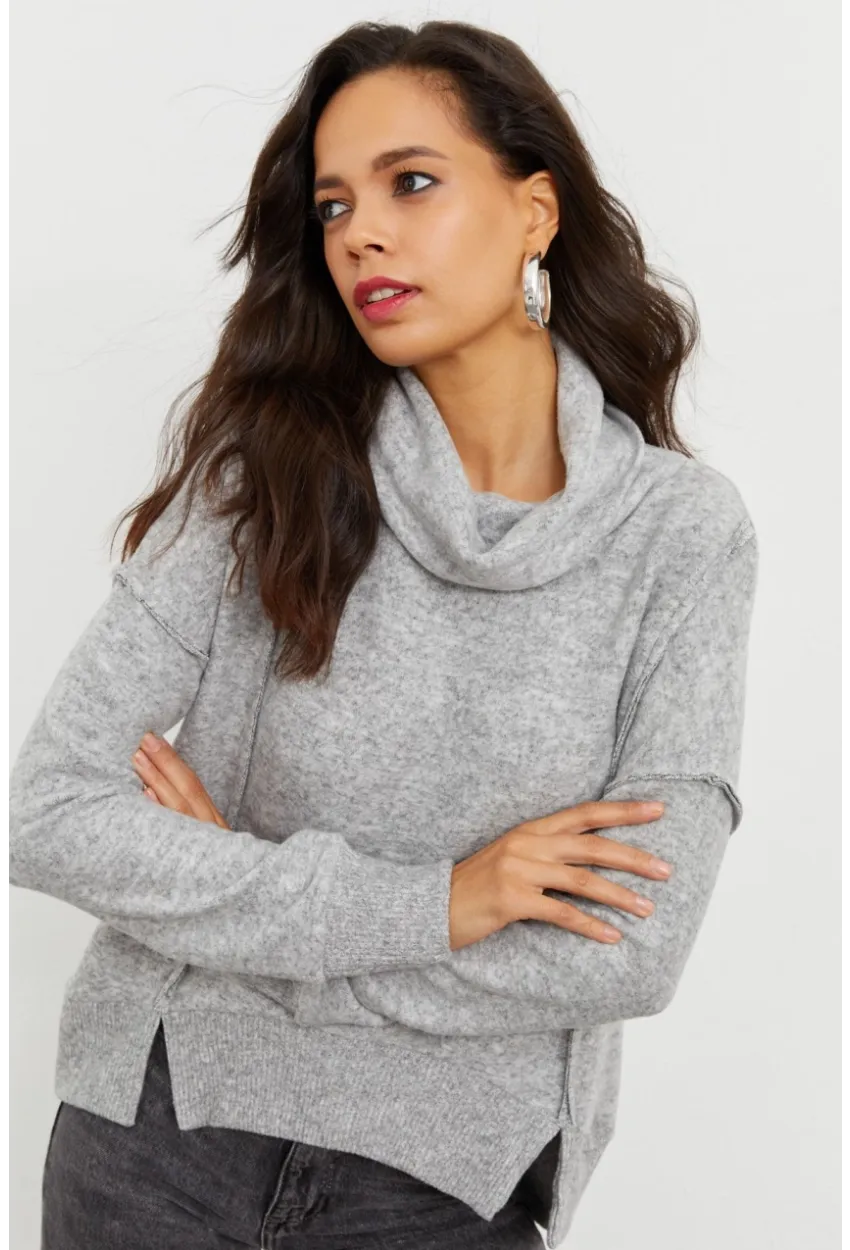 Kadın Gri Yumoş Sweatshirt İZ87