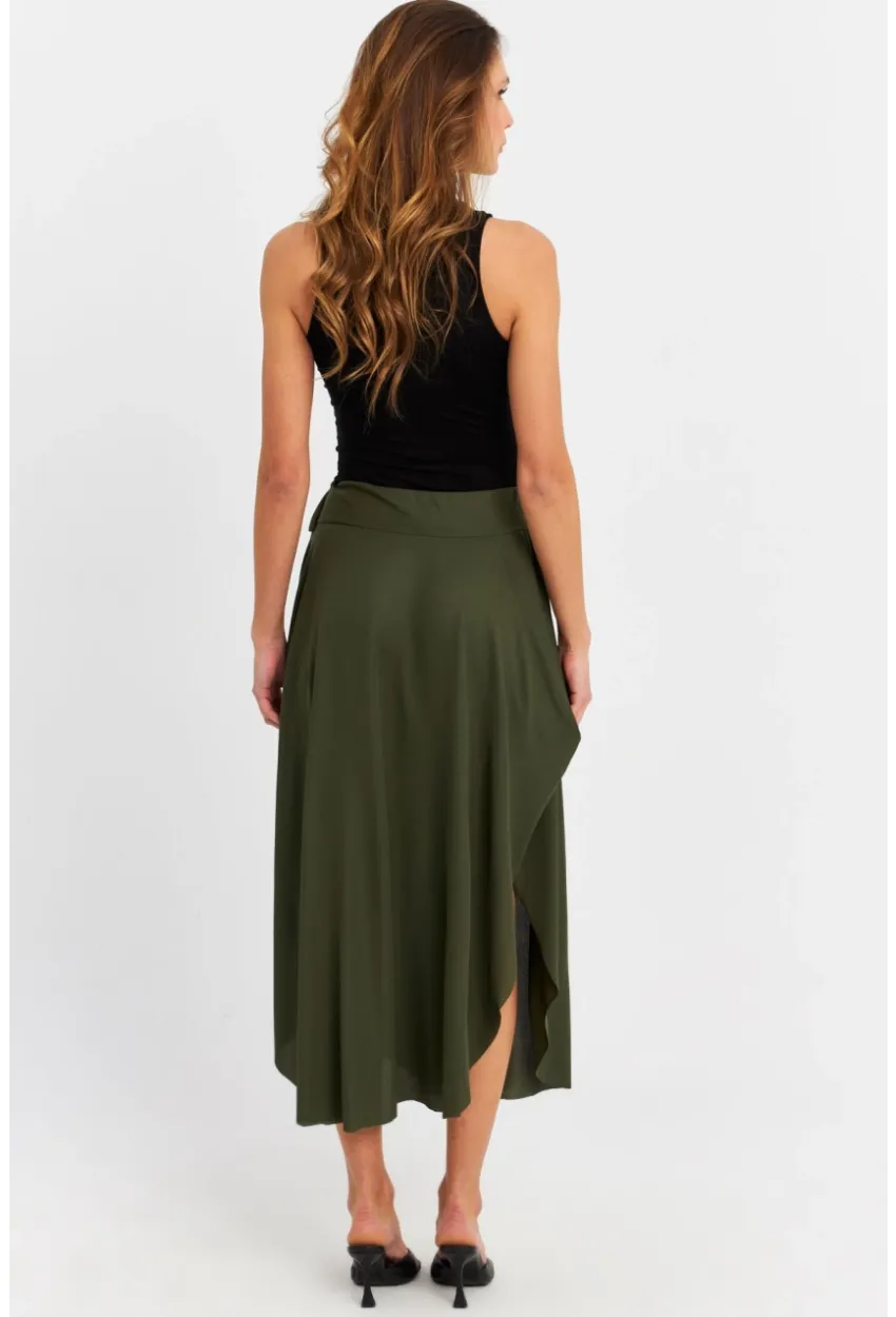 Kadın Haki Asimetrik Etek LV52
