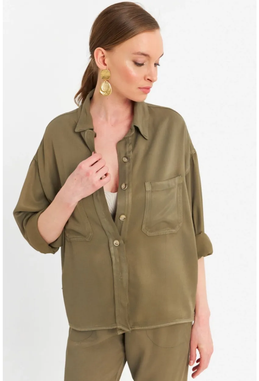 Kadın Haki Tensel Gömlek SUN202