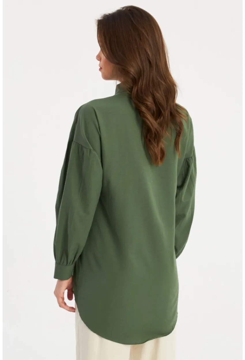 Kadın Haki Zımbalı Gömlek MASF08