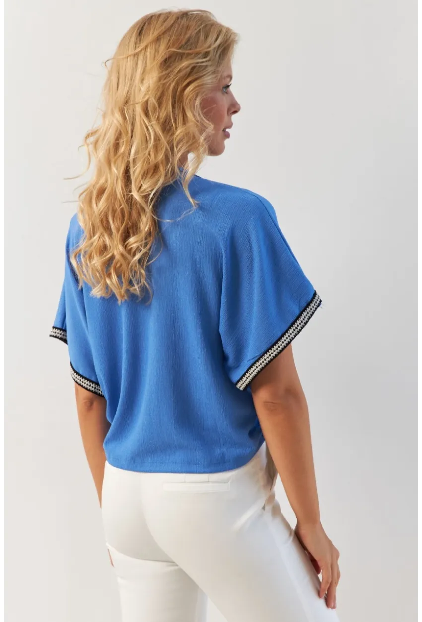 Kadın İndigo Önü Büzgülü Bluz XL2039