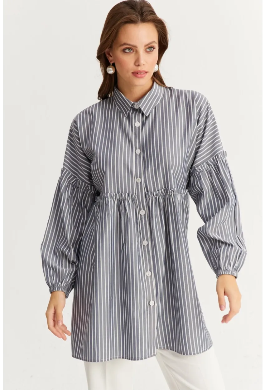 Kadın İndigo Tunik Gömlek MASF12