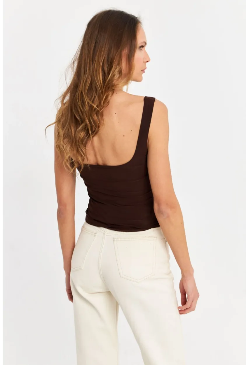 Kadın Kahve Degaje Yaka Askılı Atlet GÇ199