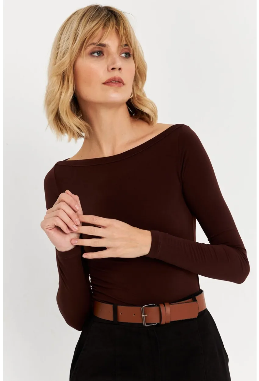 Kadın Kahverengi Bluz HOR13