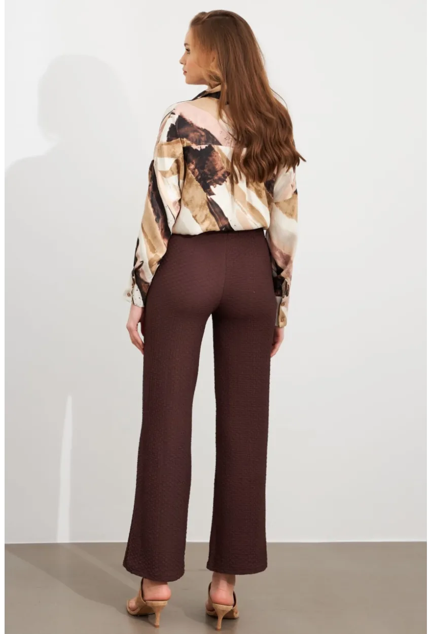 Kadın Kahverengi Gofre Pantolon ZH326