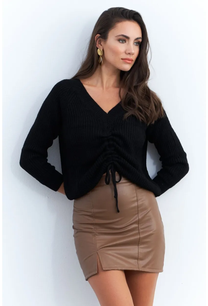 Kadın Kahverengi Suni Deri Mini Etek ELT3634