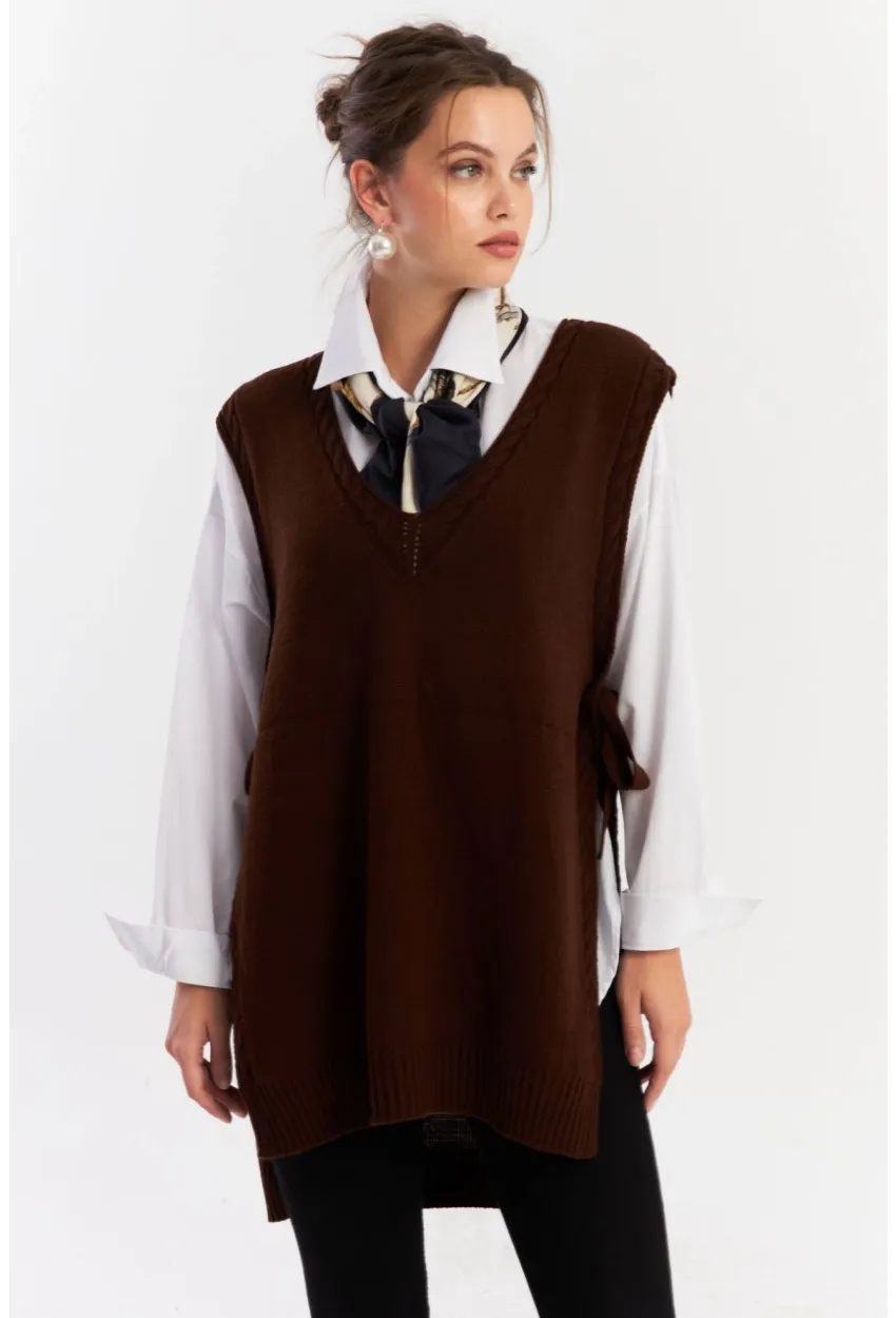 Kadın Kahverengi Triko Süveter YV103