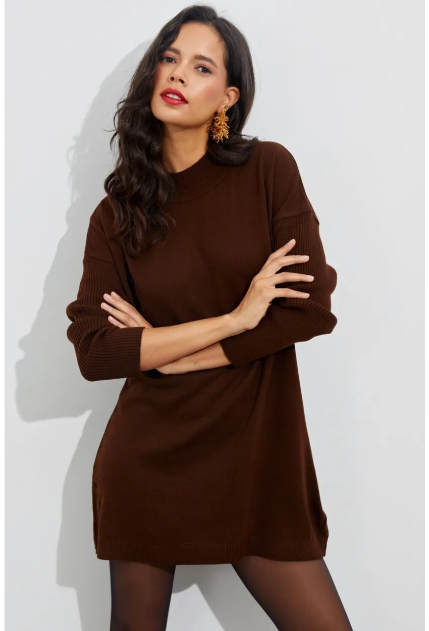 Kadın Kahverengi Triko Tunik YV110