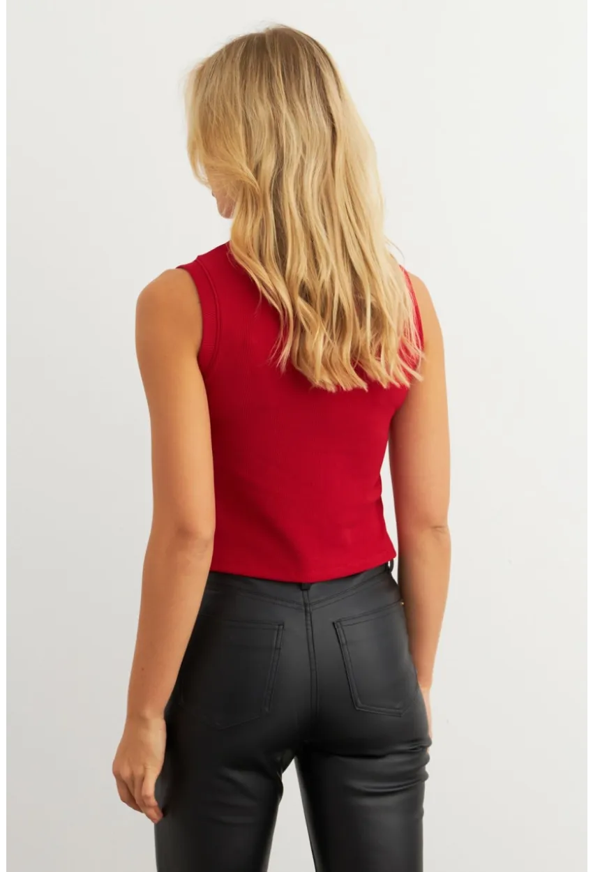 Kadın Kırmızı Düğme Detaylı Bluz RLO145