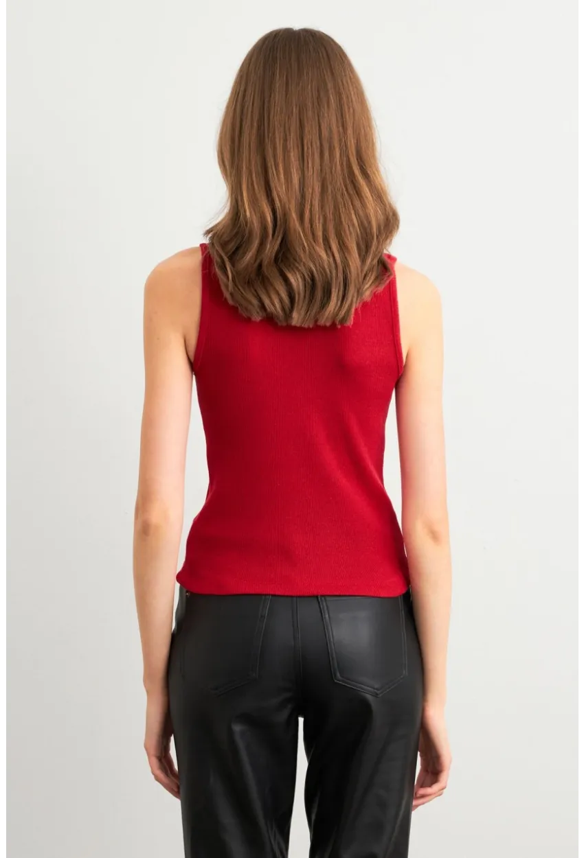 Kadın Kırmızı Kolsuz Bluz GA102