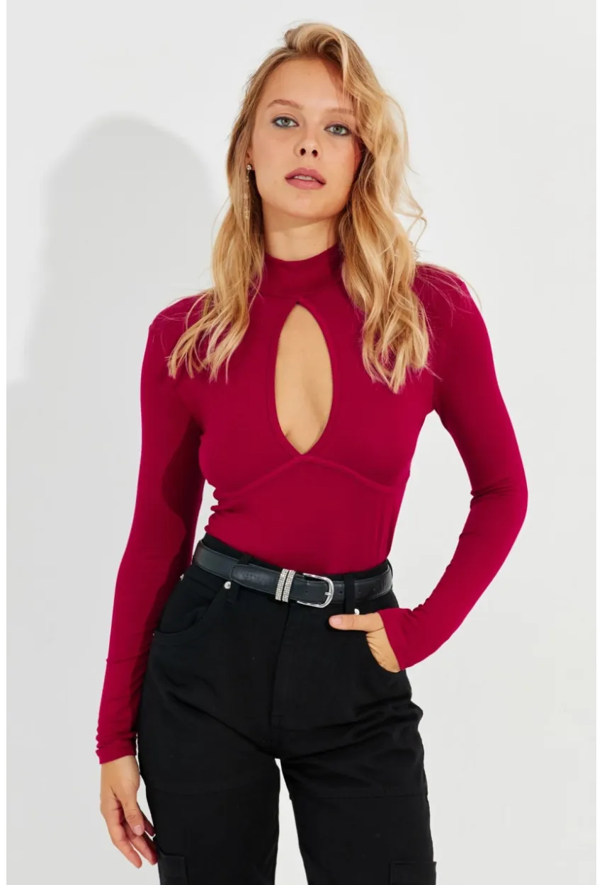 Kadın Kırmızı Önü Damla Bluz LPP1239