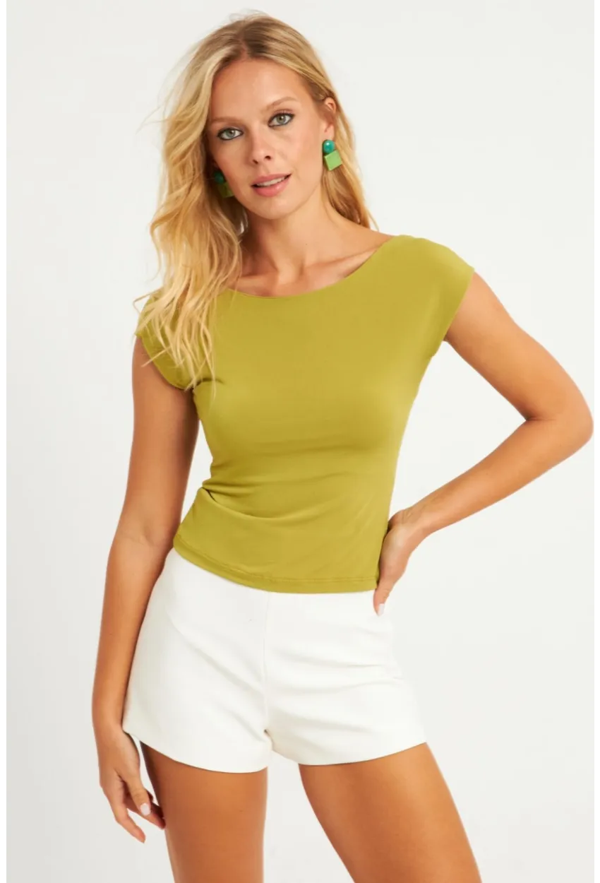 Kadın Kivi Sırtı Açık Bluz YZ1080