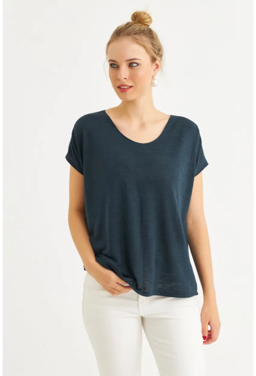 Kadın Lacivert Basic Bluz AYD410