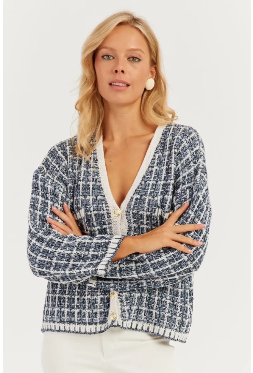 Kadın Lacivert Düğme Detaylı Hırka MİW4461