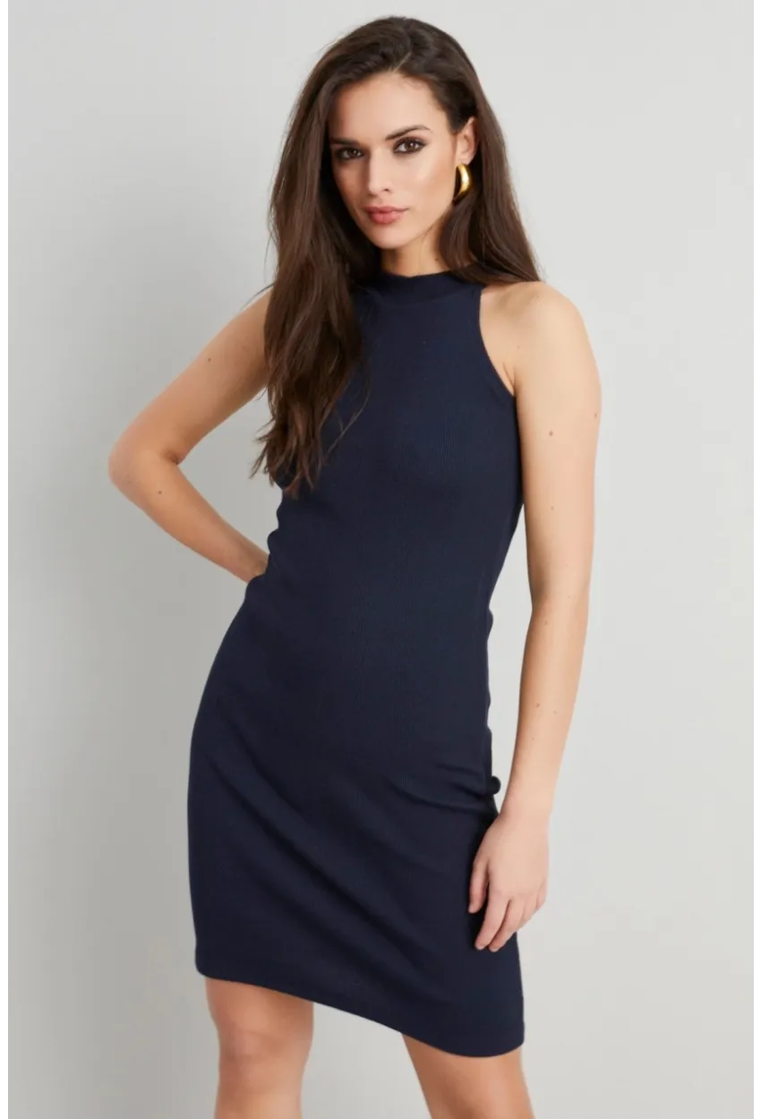Kadın Lacivert Kaşkorse Kolsuz Elbise Yİ1567