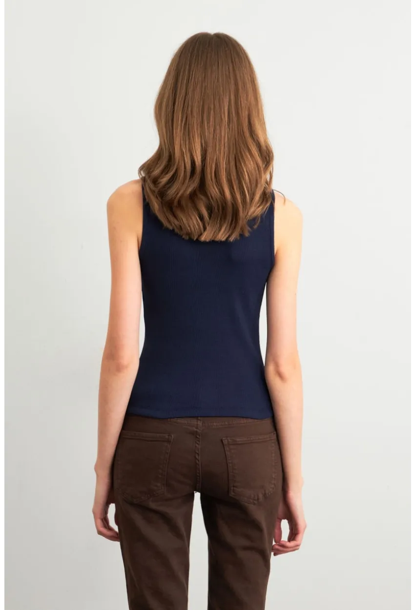 Kadın Lacivert Kolsuz Bluz GA102