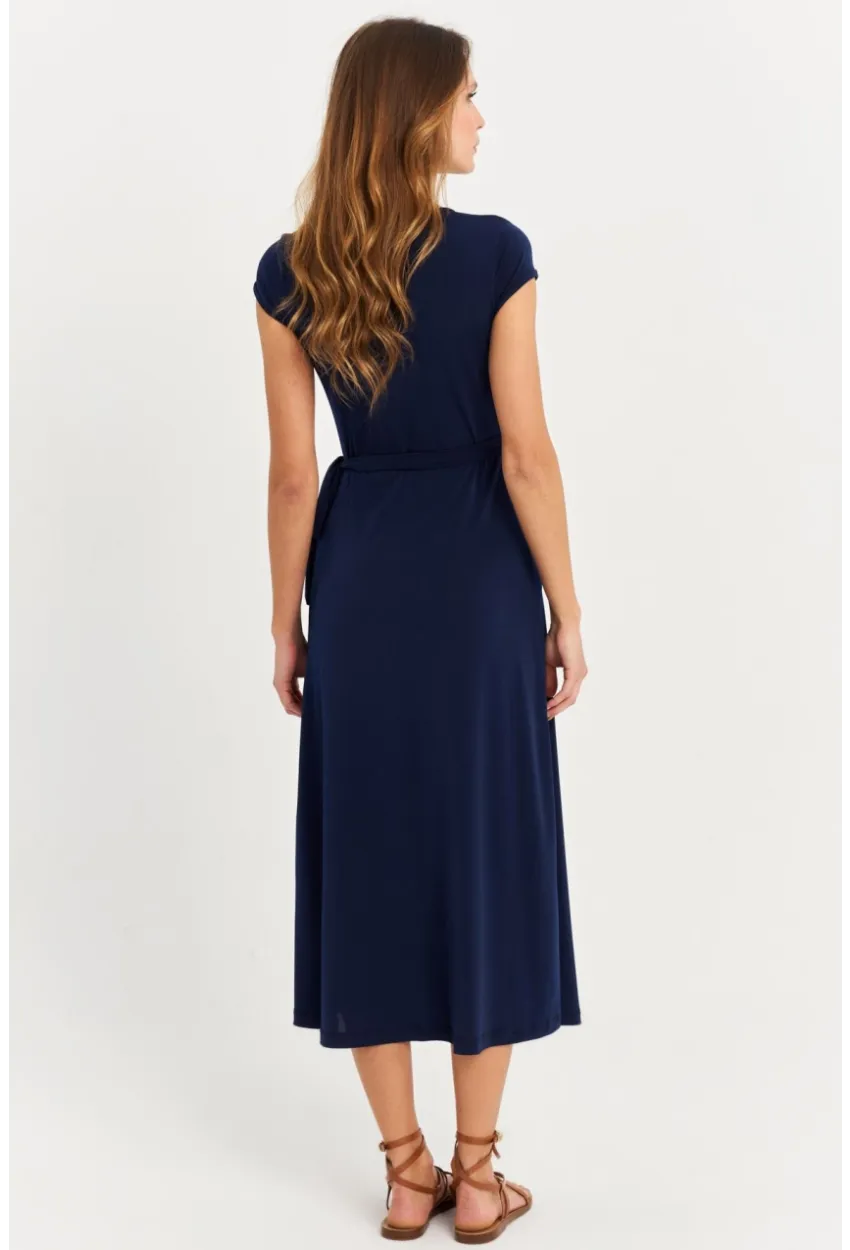 Kadın Lacivert Kruvaze Midi Elbise EY2785