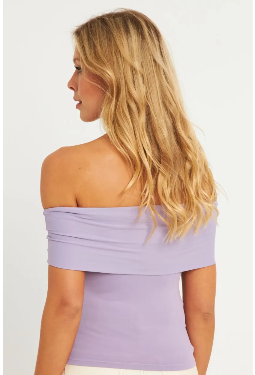 Kadın Lila Madonna Yaka Bluz CY340