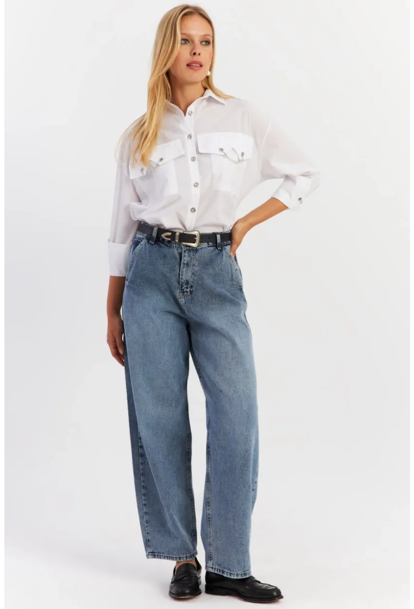 Kadın Mavi Baggy Pantolon AUR2