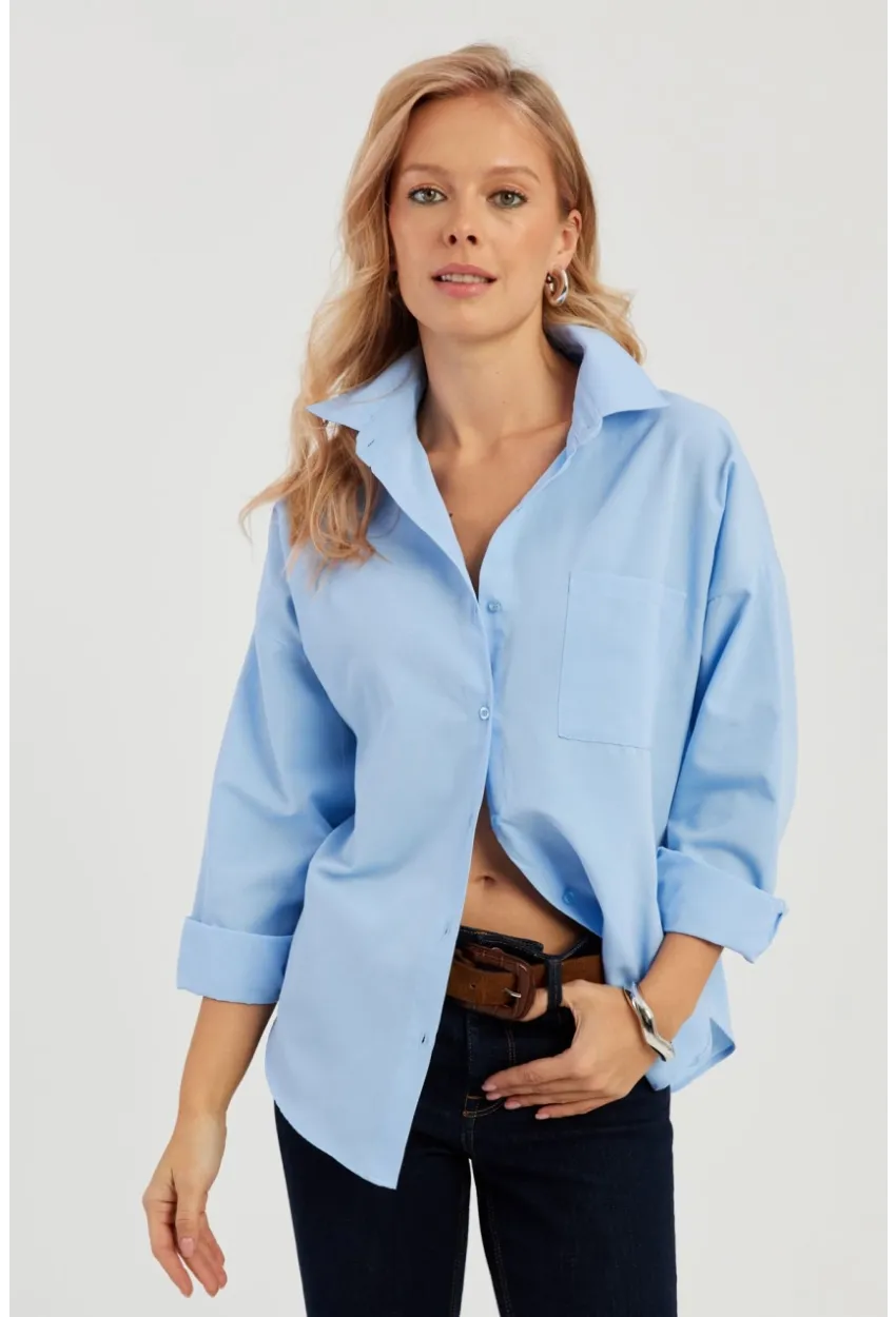 Kadın Mavi Basic Gömlek ZER403