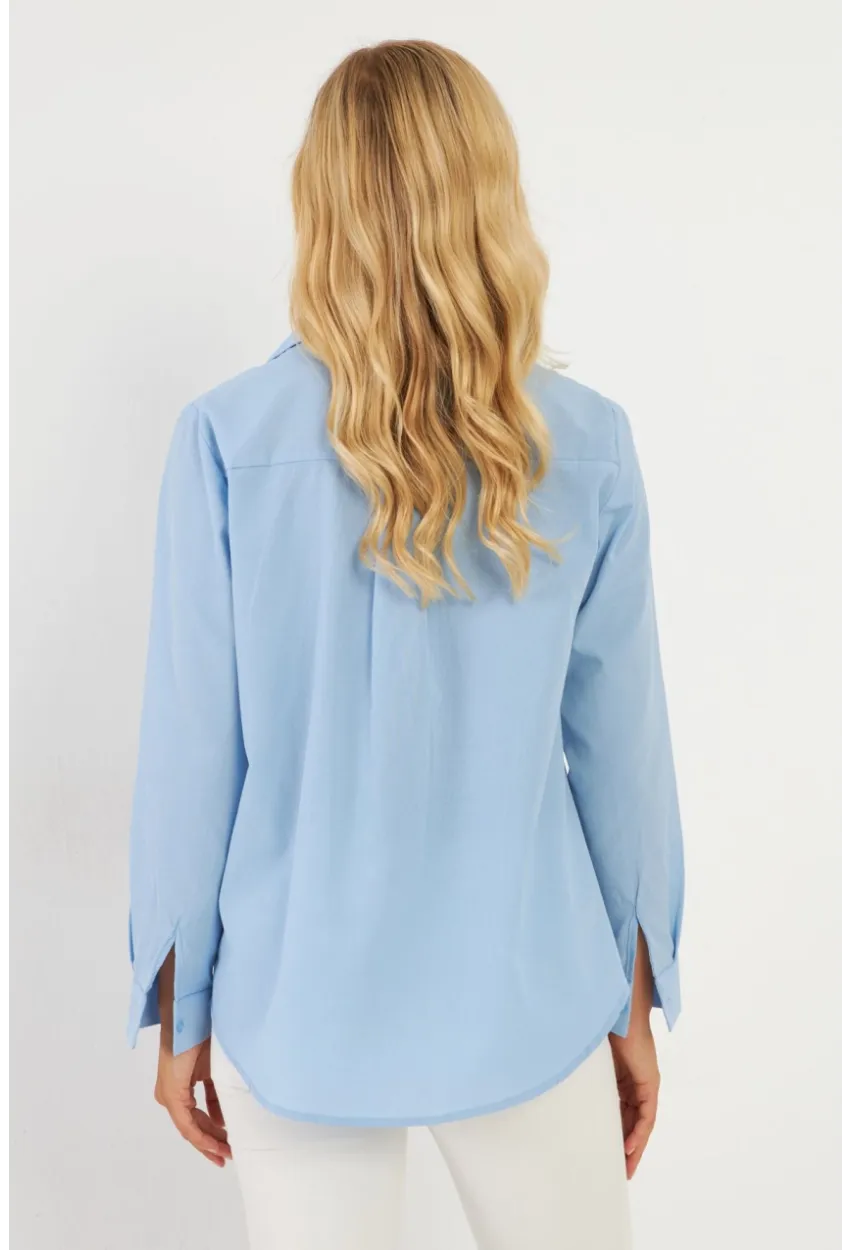 Kadın Mavi Basic Gömlek ZER411