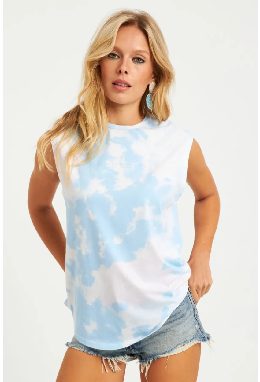 Kadın Mavi-Beyaz Batik T-Shirt AYD321