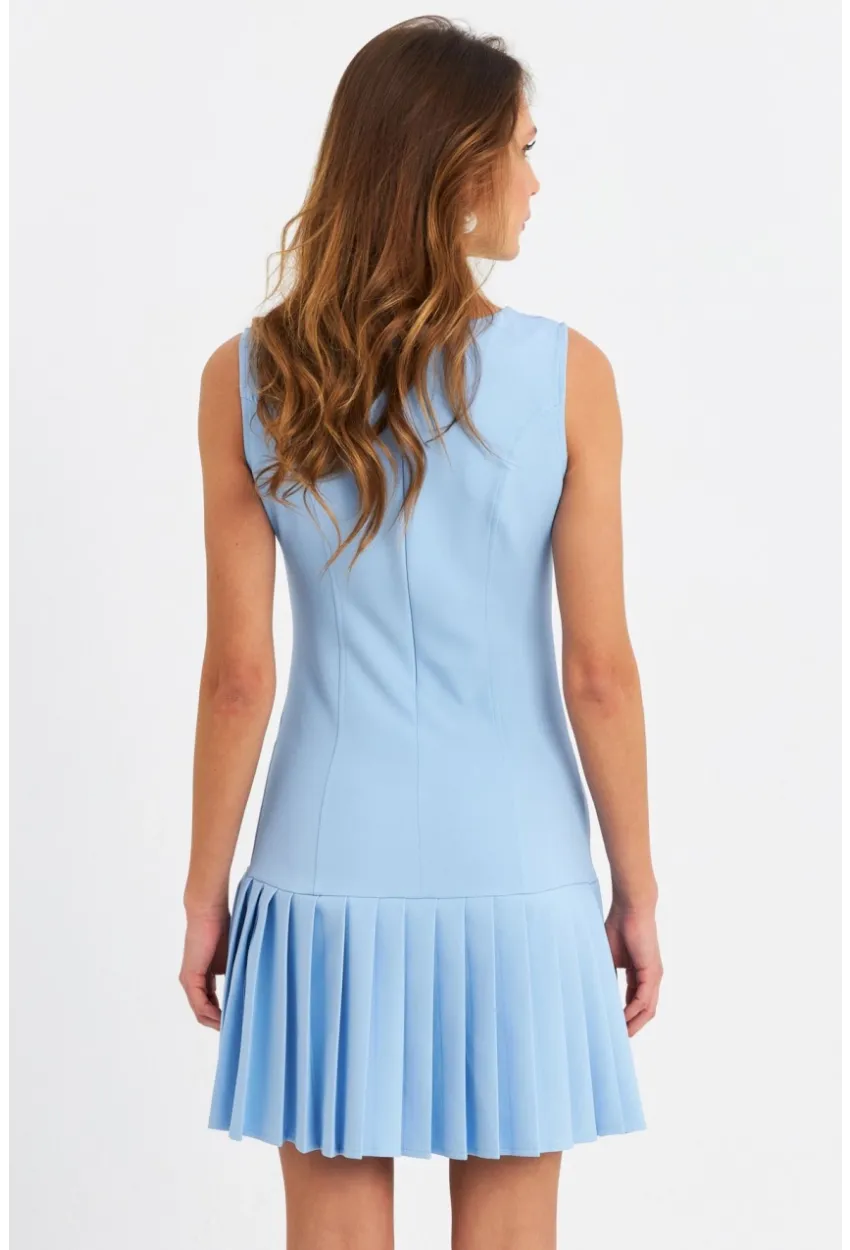 Kadın Mavi Eteği Pileli Mini Elbise FRY2265
