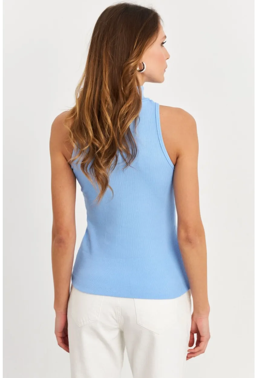 Kadın Mavi Halter Yaka Kaşkorse Bluz EY1454