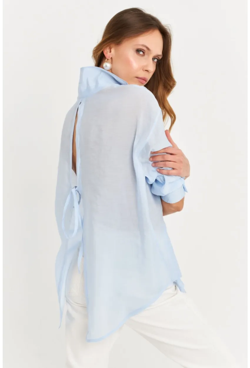 Kadın Mavi Sırtı Açık Gömlek MOD2369-90