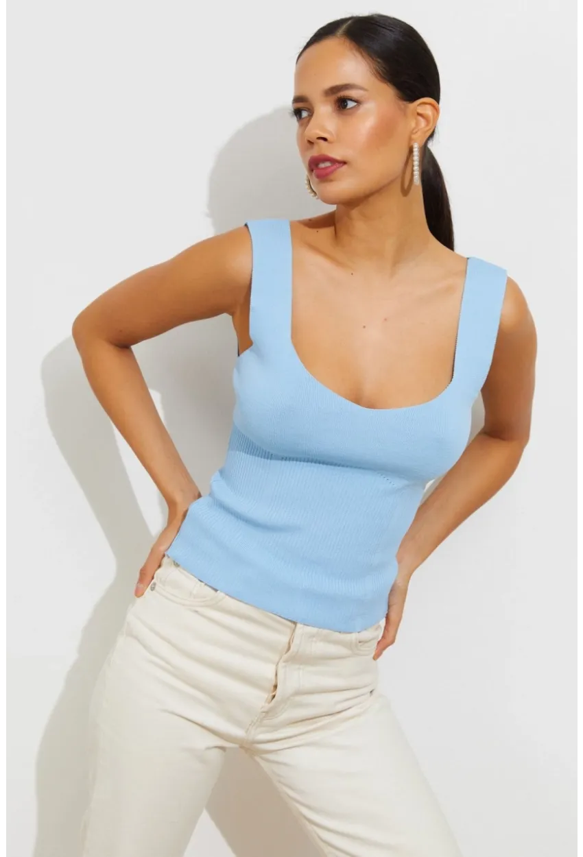 Kadın Mavi Triko Atlet YV117