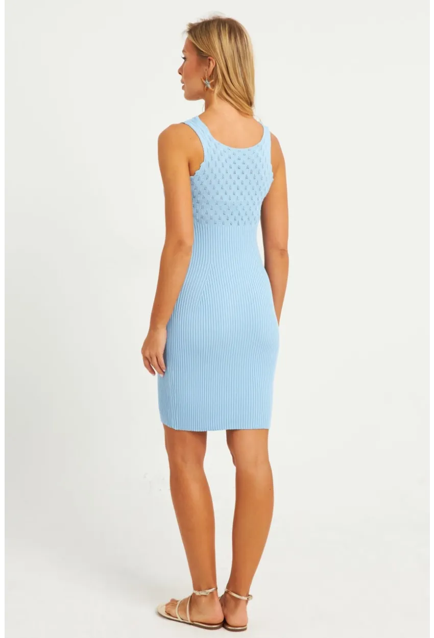 Kadın Mavi Triko Mini Elbise SMT240
