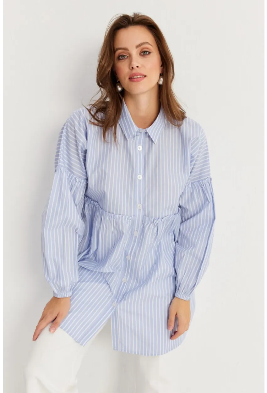 Kadın Mavi Tunik Gömlek MASF12