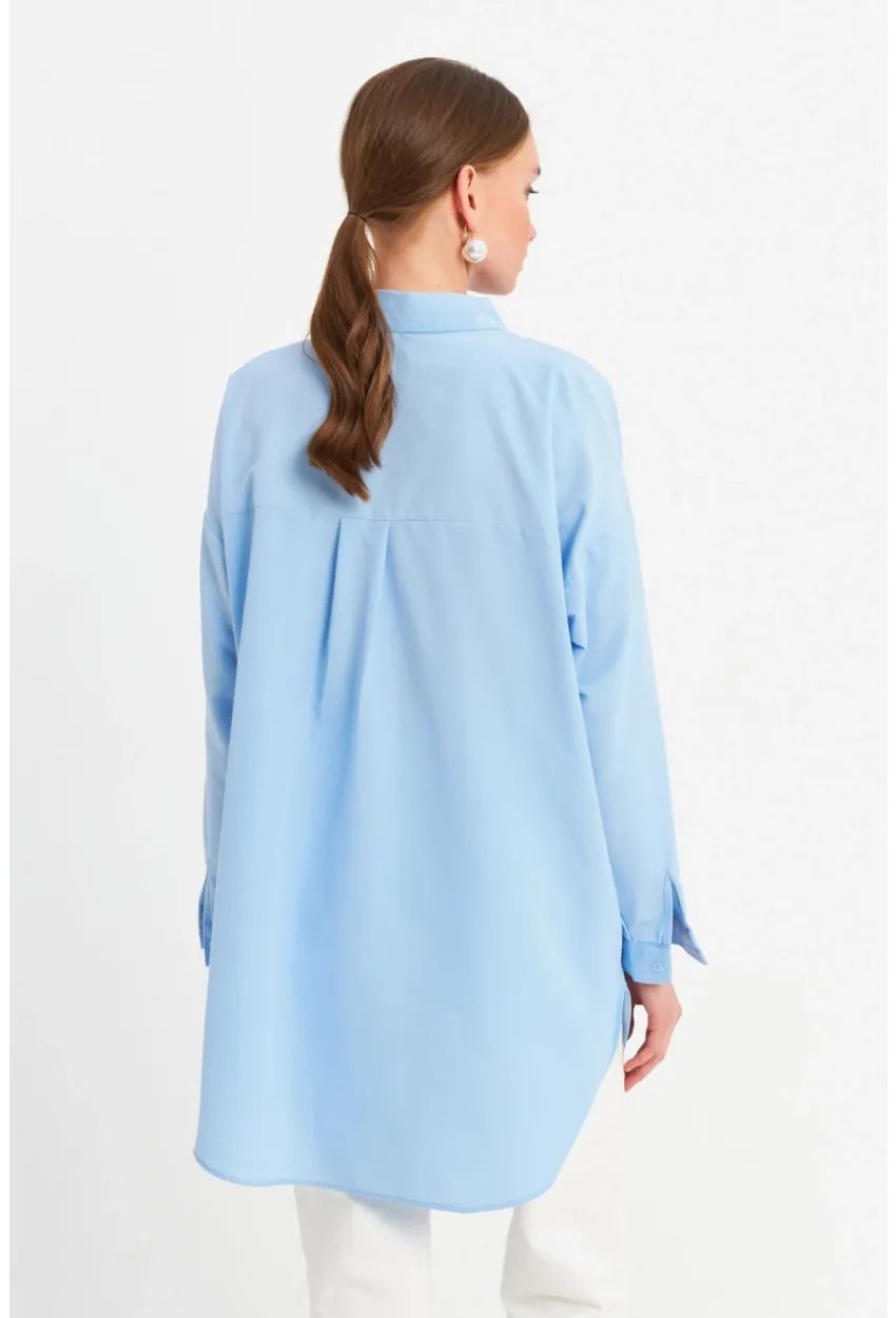 Kadın Mavi Tunik Gömlek MZER428