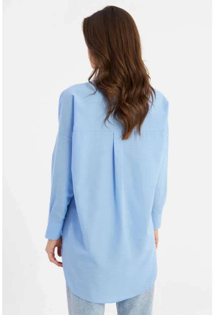 Kadın Mavi Zımbalı Gömlek MASF1