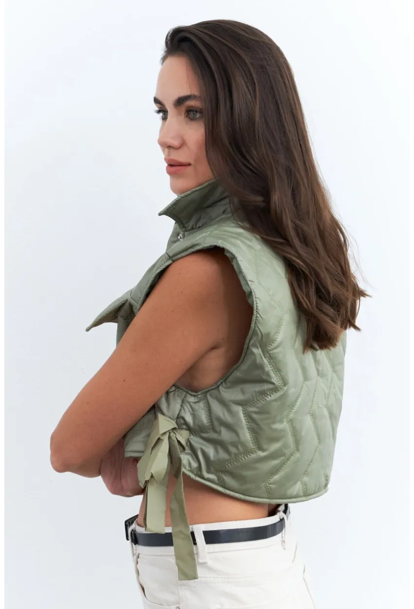 Kadın Mint Crop Yelek İS808