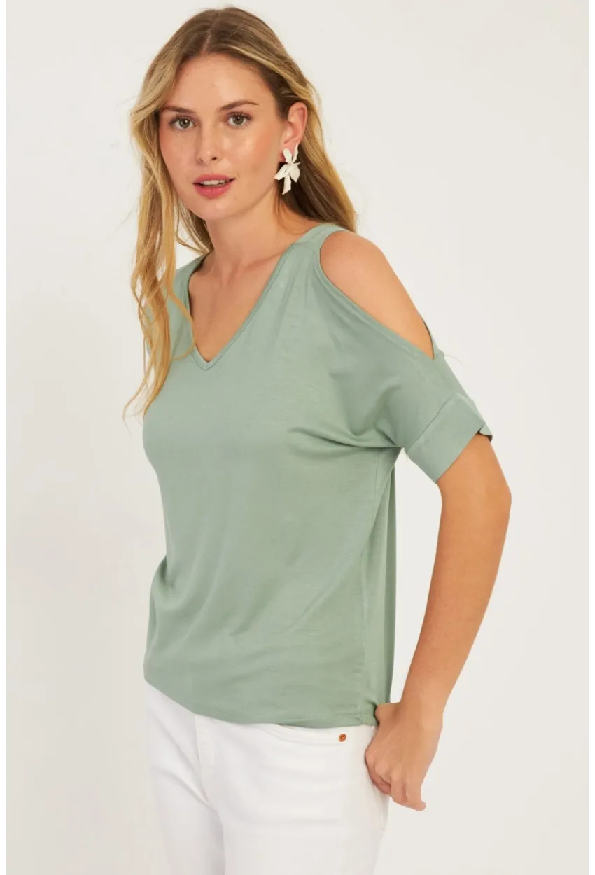 Kadın Mint Degaje Yaka Bluz BR1329