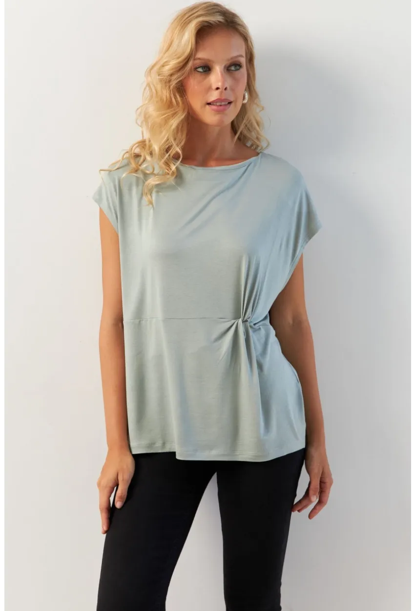 Kadın Mint Önü Düğümlü Bluz AYD348