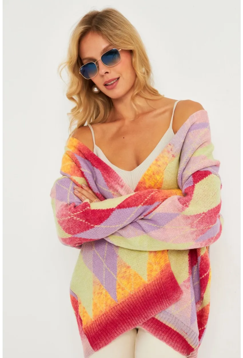 Kadın Multi Baklava Desenli Hırka KAZ23