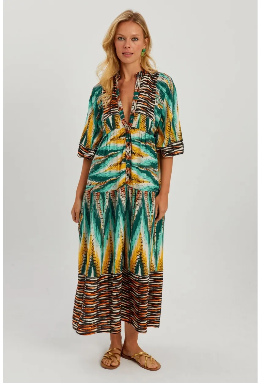 Kadın Multi Desenli Salaş Maxi Elbise GÇ166